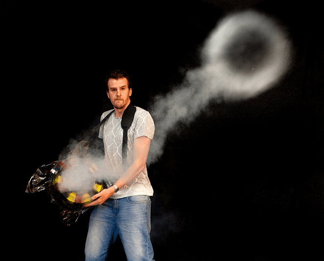 Example smoke ring blown from vortex cannon