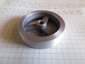 Nearly complete flywheel on the project notebook